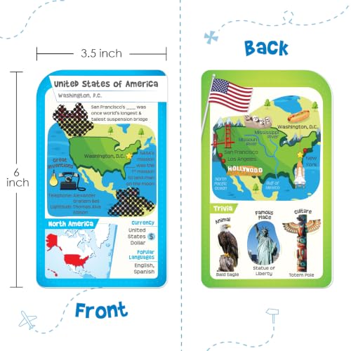 Image of Imagimake World Flash Cards | Educational Card Game | Kids Age 8+ | World card game: 52 cards & super swiper; swipe & reveal magic patches; learn 450+ facts on Country & Capitals