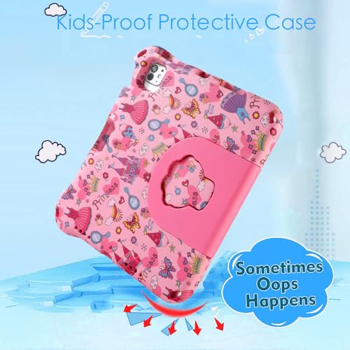 iPad Air 11 2026 M4 11 inch Kids Tablet Case for Kids Boy Girl,iPad Air 4th 5th 6th Generation Princess Light EVA Foam Shockproof Kid-Friendly Kid Pro Tablet Cover with Stand Handle Pink - image 3
