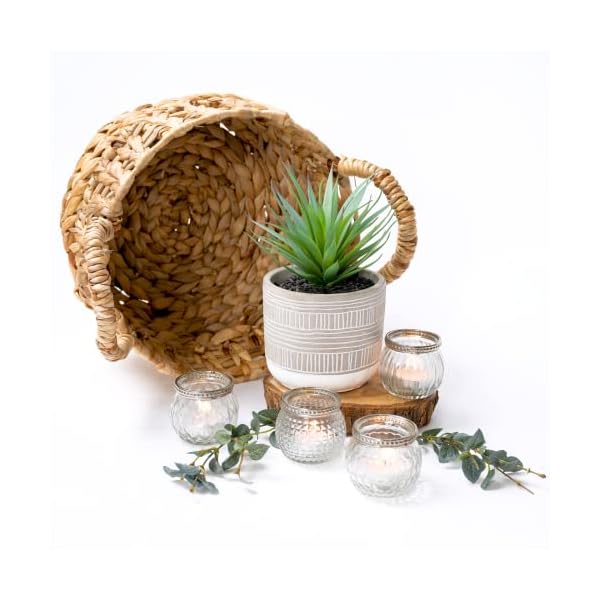 'Kurrajong Farmhouse Artificial Plant | 8'' Fake Plant for Desk Decor | Artificial Succulent in Pot | Fake Succulent Diamond Pattern Pot' – Bild 3