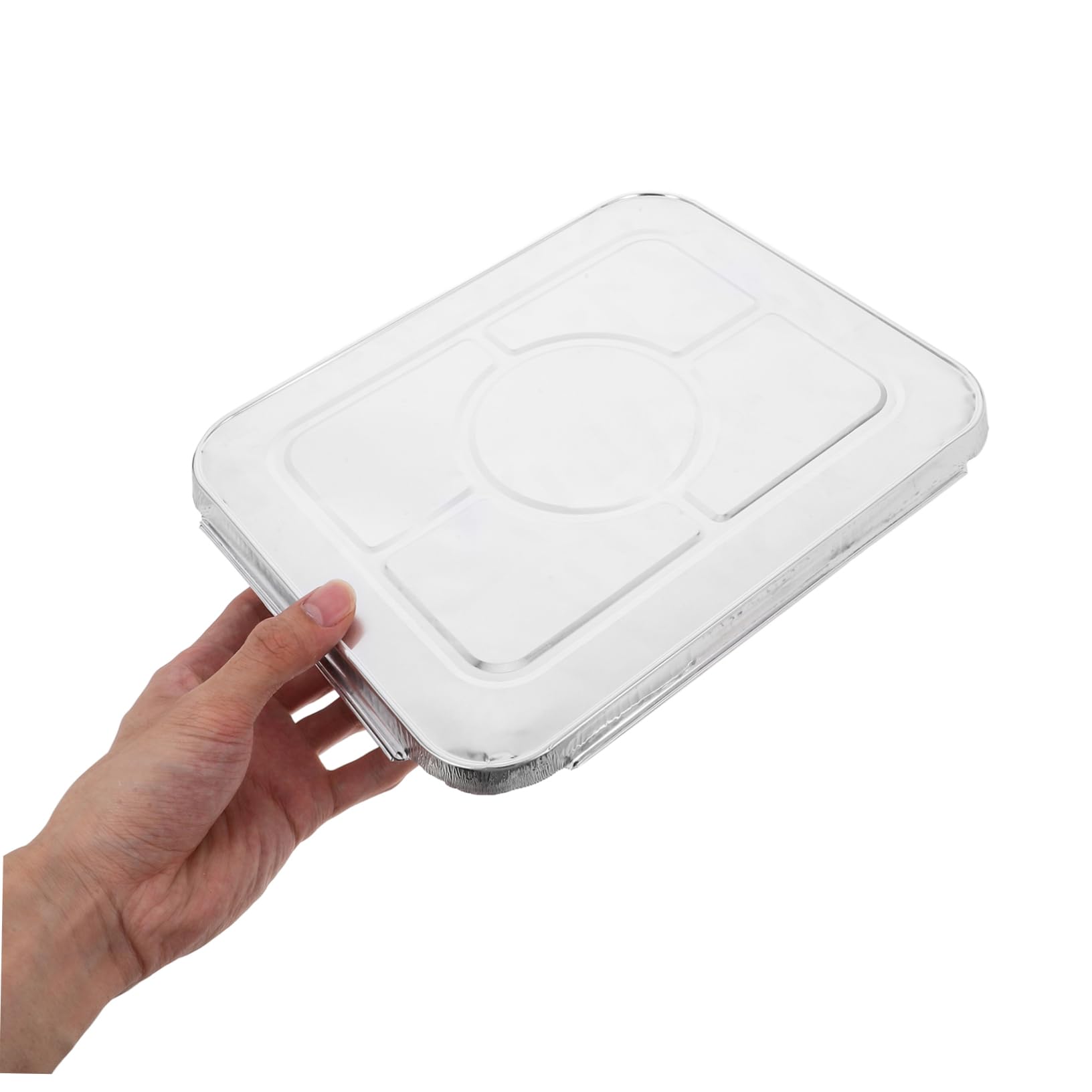 GRIRIW 10Pcs Disposable Foil Baking Pans with Lids Large Capacity Heavy Duty Bakeware for Oven Air Fryer Bbq and Parties Versatile Food Serving Trays