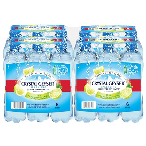 Crystal Geyser Sparkling Alpine Natural Spring Water, 24-Pack, 16.9oz Bottles, Zero Calories and No Sweeteners, Bottled at The Source