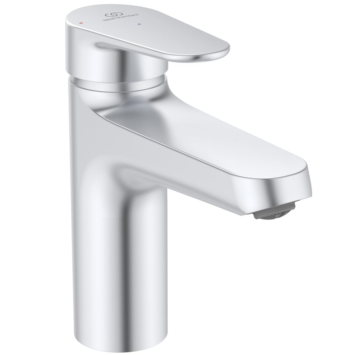 Ideal Standard – Alu+ Miscelatore da lavabo, 120 mm proiezione del beccuccio, Raddrizzatore di flusso, risparmio d'acqua, tecnologia Blue Start, FirmaFlow, elementi principali in alluminio, Silver