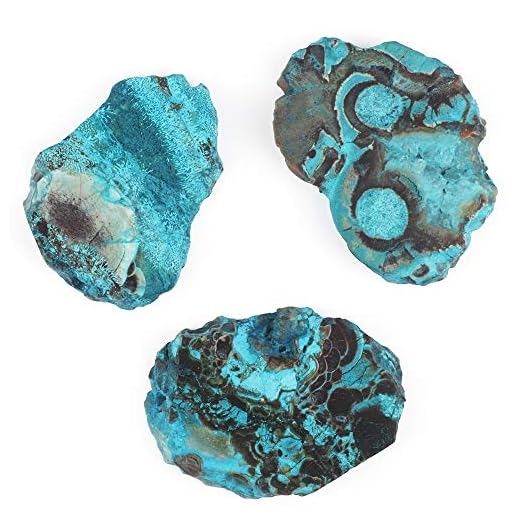 COIRIS 3 Pieces Natural Blue Ocean Jasper Gemstone Big Irregular Shape Chips Stone Loose Beads for Jewelry Making (ZS-1207-Blue-L)