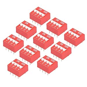 Sourcing Map 10 Stück Rote DIP-Schalter 4 Positionen
