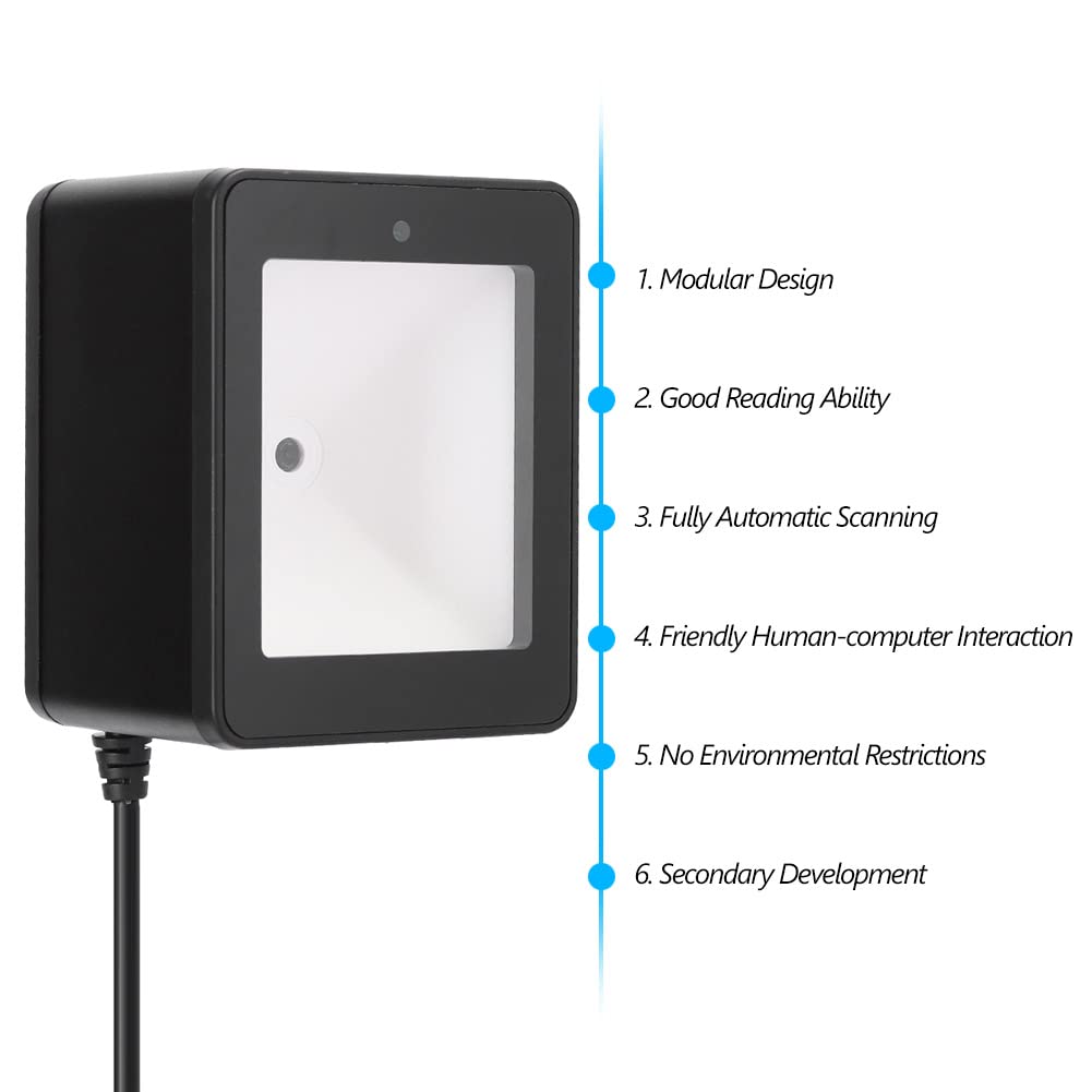 ASHATA Scanner di Codici a Barre da Tavolo, Scanner di Codici a Barre a 360°, Piattaforma di Scansione di Codici QR, Pagamento Mobile per Supermercati CMOS