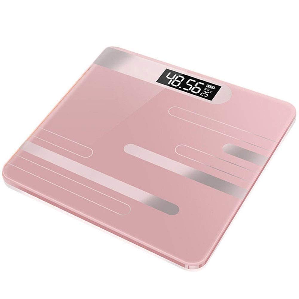Pèse-personne professionnel Pèse-personne de salle de bain Pèse-personnes antidérapants Pèse-personne numérique électronique à domicile Écran LCD durable (Couleur: Batterie Croix Rose) (Rose de charge
