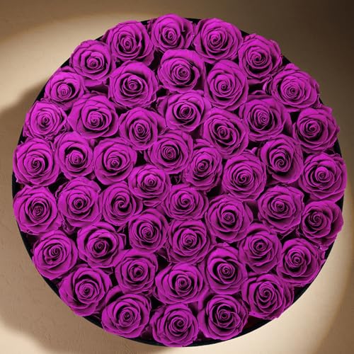 47 Flowers in a Luxury Suede Box, Birthday Gifts for Women, Preserved Flowers, Mothers Day Roses Gift for Mom, Bossy Pink
