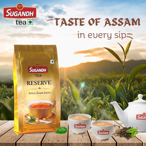 Image of Sugandh Reserve Tea | 200GM X 4 | 800GM | Gold Premium | Directly Sourced from Assam | High Grown CTC with Added Whole Leaf | 100% Natural Ingredients | A Perfect Premium Cup of Tea for Chai Lover