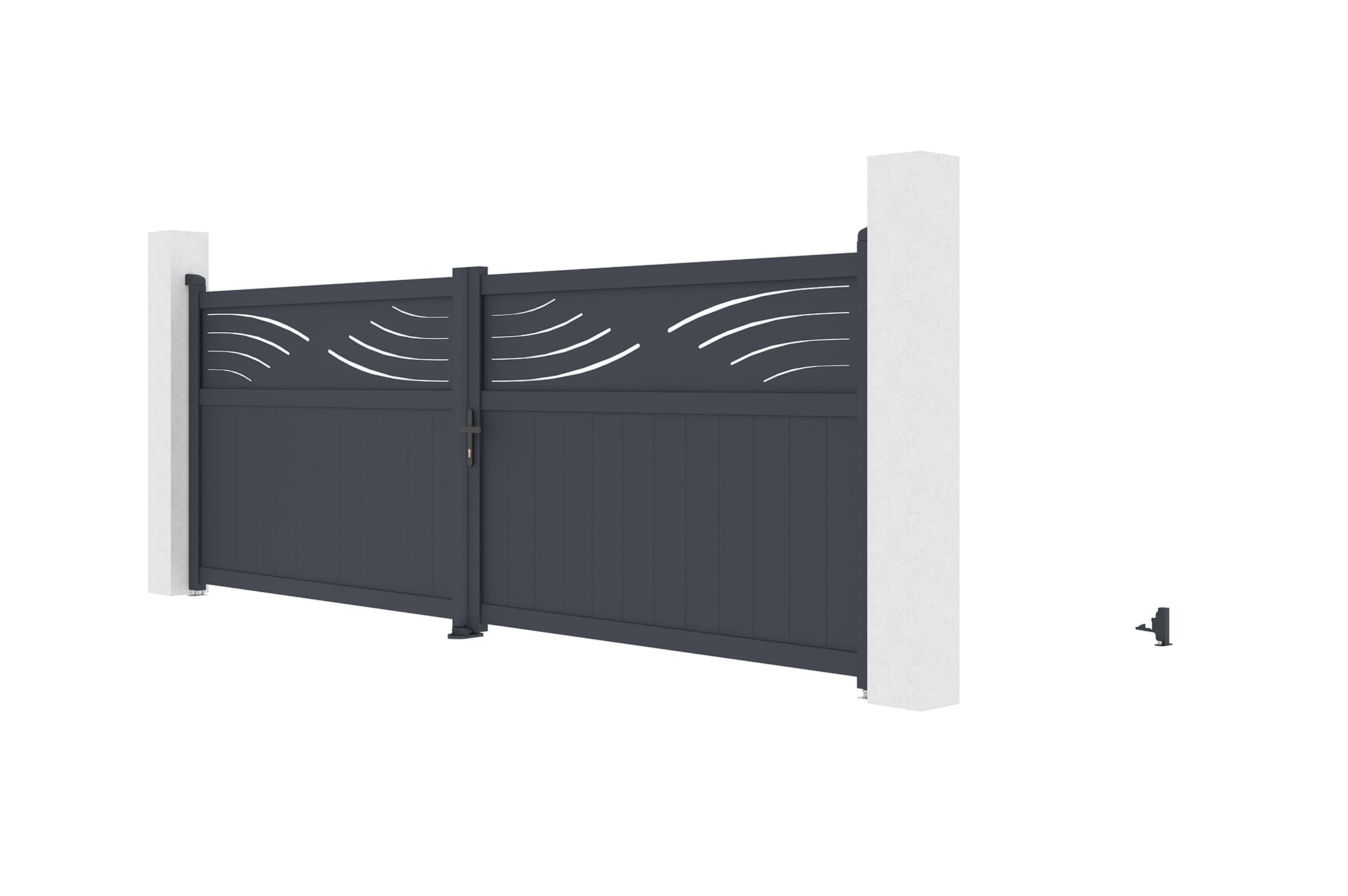 Casanoov Portail battant 4m HALTI H.140cm aluminium gris