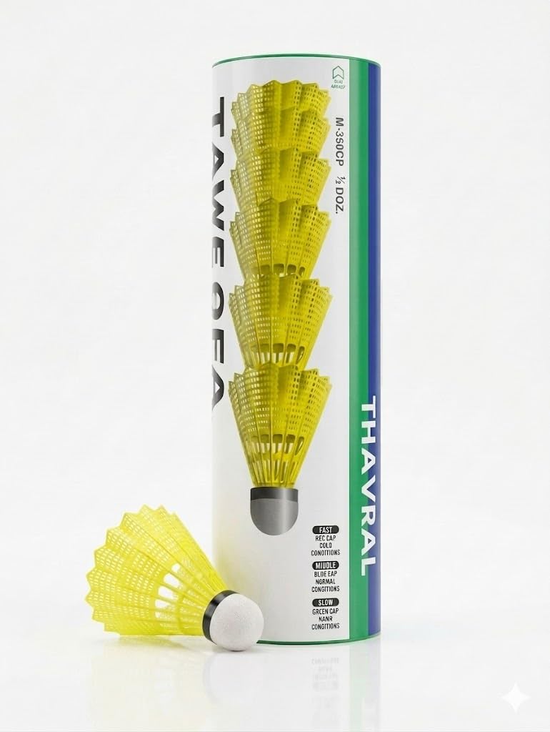 Pack of 6, 350 Nylon Shuttlecock, Yellow, Premium Nylon, Consistent Flight,-image-47