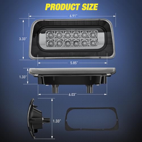 Image of Nilight Third Brake Light Tail High Mount 3rd Stop Lights Smoked Lens Compatible with Chevy S10 and GMC Sonoma 1994-2003 Isuzu Hombre 1996-2000 Truck Rear Center Cab Lamp