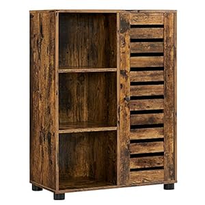 VASAGLE Dressoir, badkamermeubel, keukenkast, 3 open vakken, 2 verstelbare planken achter de deur, voor hal, woonkamer…