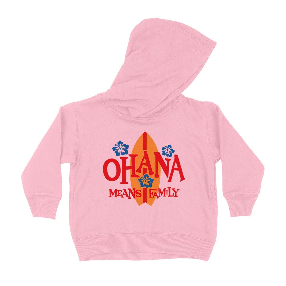 Surfboard Ohana Means Family Kids Hoodie Sweatshirt Toddler 2T Light Pink