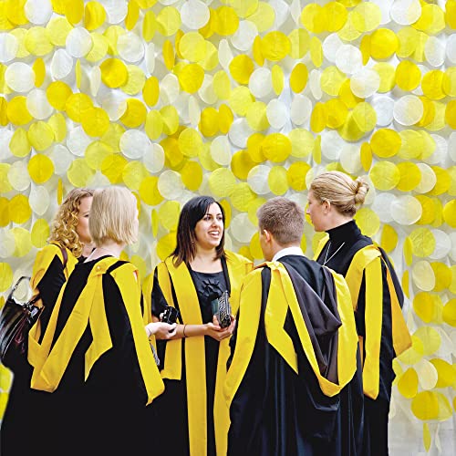 Image of 205 Ft Yellow White Party Decorations Gradient Yellow Big Circle Dots Backdrop Streamer Ombre Yellow Tissue Paper Polka Dot Hanging Garland for Birthday Bee Sunflower Lemon Party Supplies