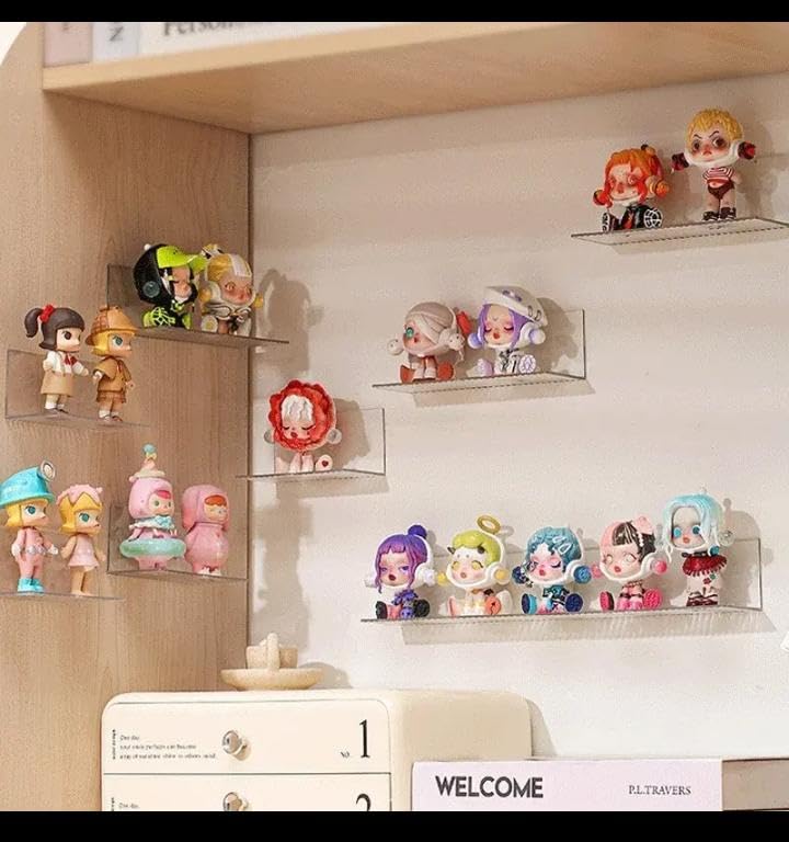 Image of Self-Adhesive Floating Mini Shelves Wall for Small Items, Wall Mounting, Self-Adhesive Shelves for Living Room /Bedroom /Office, Shower Shelf(2 Small 2 Big Shelf)