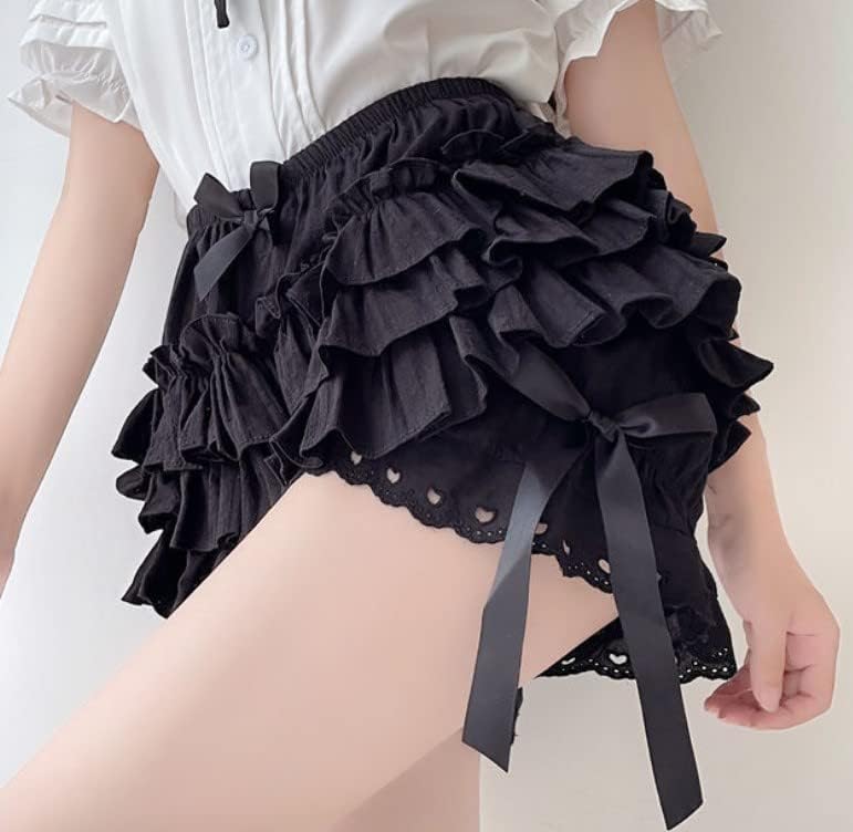 Lolita Bloomer Shorts for Women Black Pettipants Ruffled Cotton Lace - Image 2