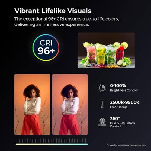 Image of DIGITEK (LED-D12W ML RGB) Portable 12W Multi Color LED Video Light, 21 Lighting Effects, 2000mAh Rechargeable Battery, Adjust Brightness & Color Temp 2500K-9900K, OLED Screen, For Photo & Videography