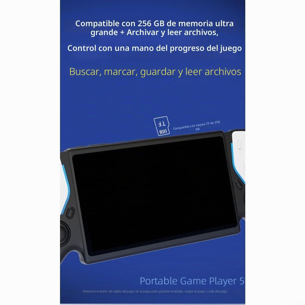 Consola de juegos de mano retro, HC8000 pantalla IPS de 7 pulgadas, 15000 juegos clásicos, 64 GB, batería de larga duración de 5 horas (negro)