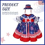 Patriotic Porch Goose Outfits 4th of July Lolita Lawn Porch Goose Clothes for 23" Cement Plastic Geese Statue Memorial Day Geese Costume USA 250th Anniversary Outdoor Patio Lawn Garden Decoration