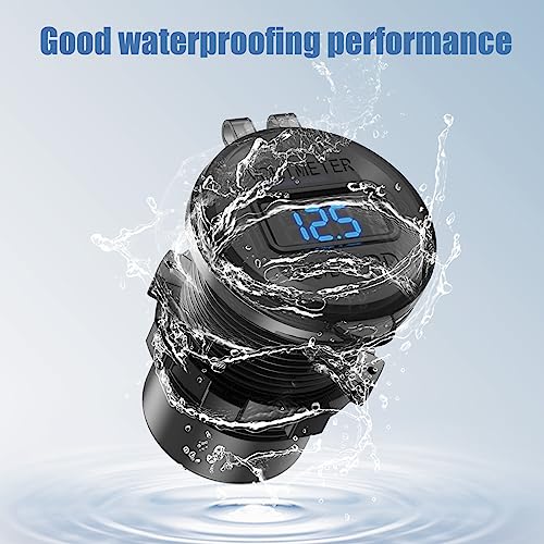 2 PACK 12V USB Car Socket Round USB C 12V Outlet, 3-Port Marine USB Fast Charger Waterproof Cigarette Outlet USB Replacement Aluminum with Switch & Voltmeter, Suitable for Boat Golf Cart RV Motorcycle