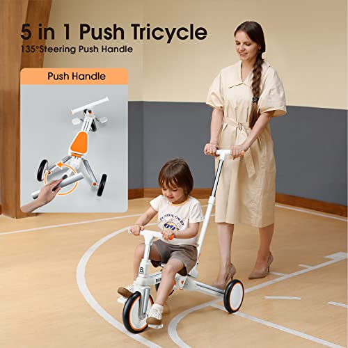 Bubavan Toddler Bike,Tricycles For 1-3 Year Olds,Toddler Bike With Push Handle,Toddler Tricycle,Gifts&Toys For 1 Year Old Girls&Boys,Kids Trike With Adjustable Seat&Removable Pedals (Orange) #TOP3