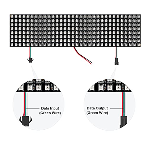 Image of SEZO 2 Pack LED Matrix WS2812B RGB 5050SMD 8x32 256 Pixels Digital Flexible Individually Addressable Screen for Arduino LED Programmed Screen Image Full Color Lighting DC5V