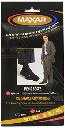 Image of MAXAR Men's Trouser Support Socks (20-22 mmHg) Black, Large, 2 Count