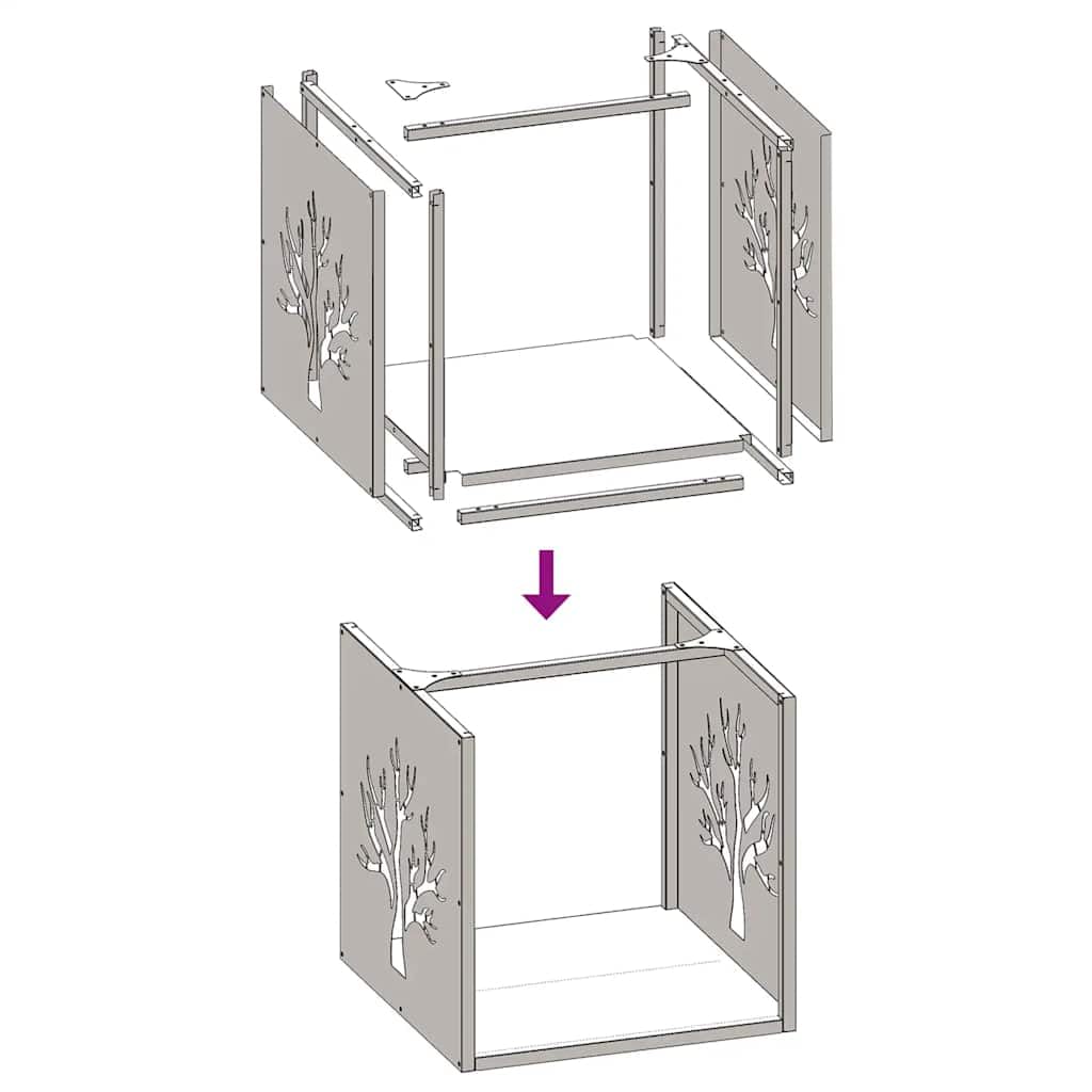 Estantería para leña negra 40 x 40 x 40 cm de acero laminado en frío, leña, estante de madera, soporte para leña para interior, salón, horno, terraza, almacenamiento ordenado y apilamiento en