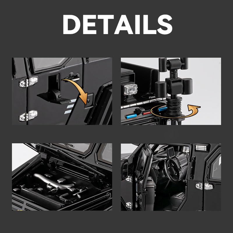 Image of Scale 1:24 Die-Cast Armored SWAT Vehicle Toy-Rapid Response Team Military Truck Model with Light & Sound, Pull Back Action, Doors Openable-Collectible for Kids & Adults【Colors as Per Stock 】