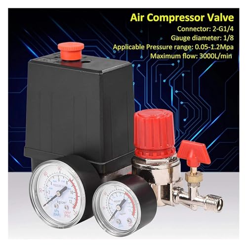 Interruptor de presión para compresor aire con válvula seguridad y piezas BSP 1/4" 4