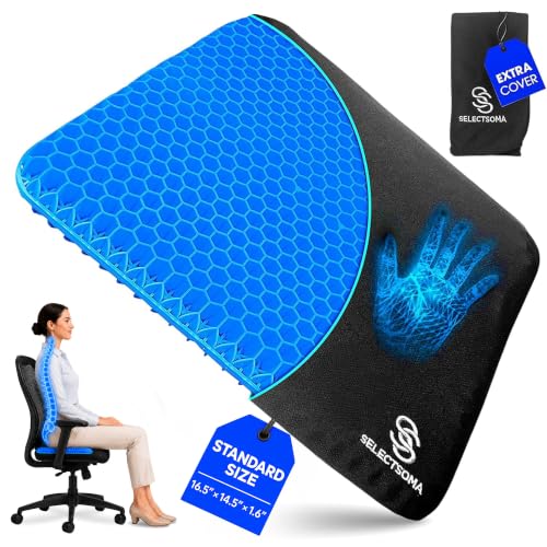 Gel Seat Cushion for Long Sitting, Pressure Relief for Tailbone and Back