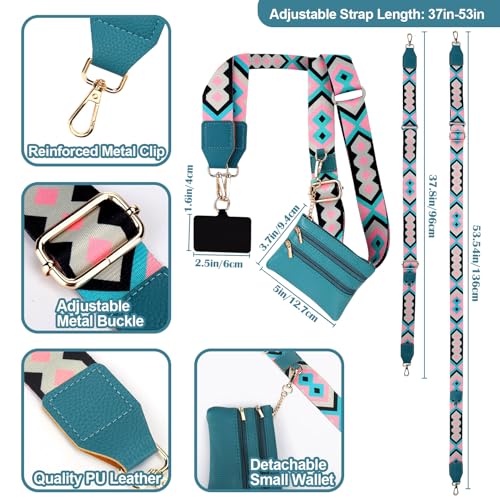 Image of XANGNIER Clip and Go Strap for Phone with Wallet Crossbody, Phone Strap with Zippered Wallet, Adjustable Anti Theft Cellphone Lanyard for Women, Cellphone Chain Accessories,Multicolor 8