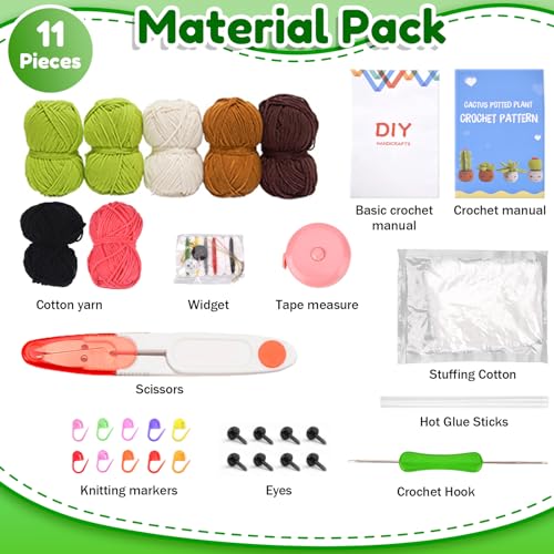 Beginner Crochet Kit for Adults Crochet Kits for Beginners 4PCS Potted Plant Crochet Kit, Crochet Gifts - Image 2