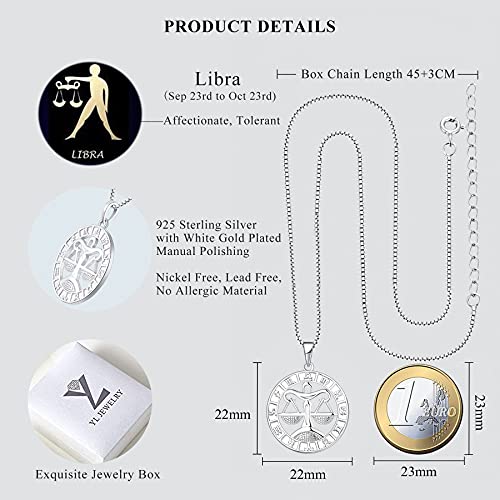 Collar de Plata 925 Libra Zodíaco para Mujeres y Niñas