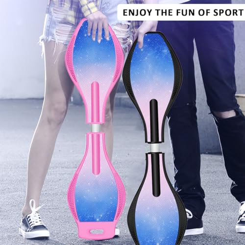 ERNAN Waveboard- Compact Lightweight Caster Board Kids/Teens. Waveboard Kinder Street Surfen Caster Torsion Skateboard Double Decks Casterboards Mit LED Leuchtrollen (Nebula Blue)