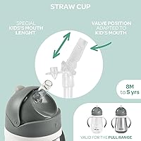Vista 5 de BEABA - Vaso para sorber con popote de acero inoxidable, vasos aislados a prueba de derrames con asas extraíbles, fabricado con acero inoxidable