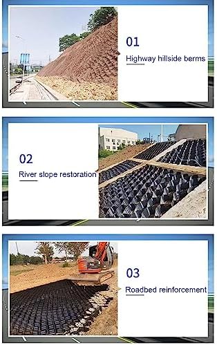 Garden Pathways Ground Grid Stabilizer Geogrid，Permeable Ground Grid for Walkway Driveways and Terracing Reinforcement Paving Mesh for Slope 5m x 6m (Color: WxL)