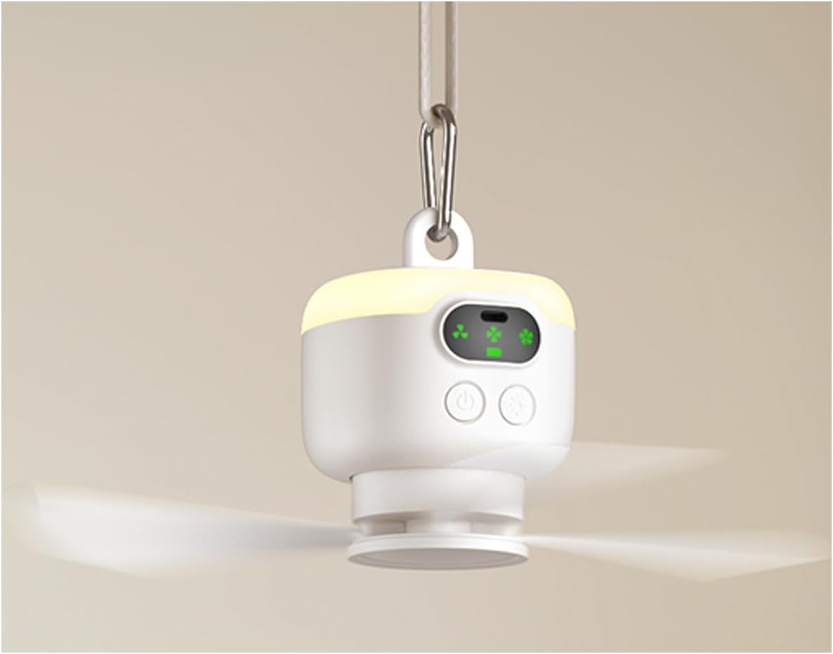 Display and Lighting Function Small Fans Portable Hanging Mini Fan with LED