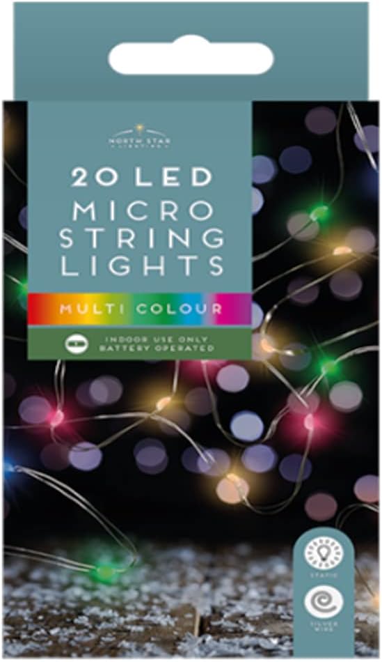 Tech IslandLED String Lights, 20 LED, Fairy Lights, Christmas String Lights for Xmas Tree, Indoor Lights, Bedroom, Window, Wall, Ceiling, Wedding, Home Décor, Christmas Decorations (Multicolor)