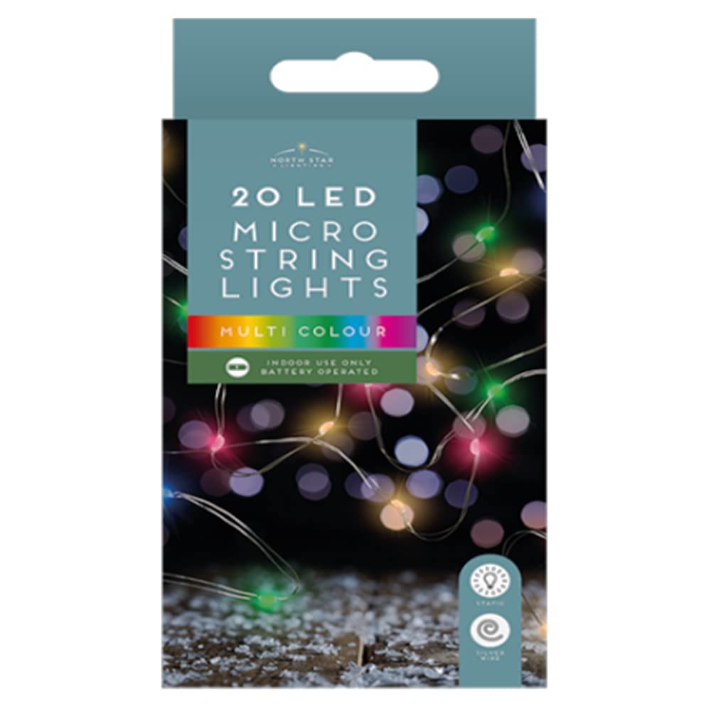 Tech IslandLED String Lights, 20 LED, Fairy Lights, Christmas String Lights for Xmas Tree, Indoor Lights, Bedroom, Window, Wall, Ceiling, Wedding, Home Décor, Christmas Decorations (Multicolor)