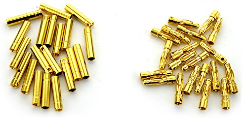 YoCoo® 4mm Gold Plated Female & Male Bullet Banana Plug Connector for ESC and RC Battery (Pack of 20 Pair)