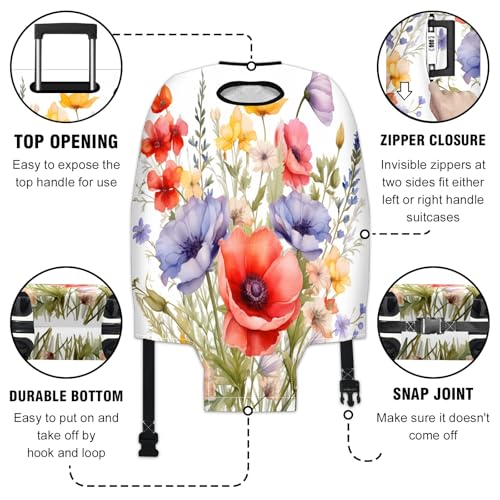 Flowers Luggage Cover Suitcase Protector Travel Luggage Cover Carry on Luggage Cover Washable Baggage Covers for Suitcase Fit 22-24 Inch Luggage3