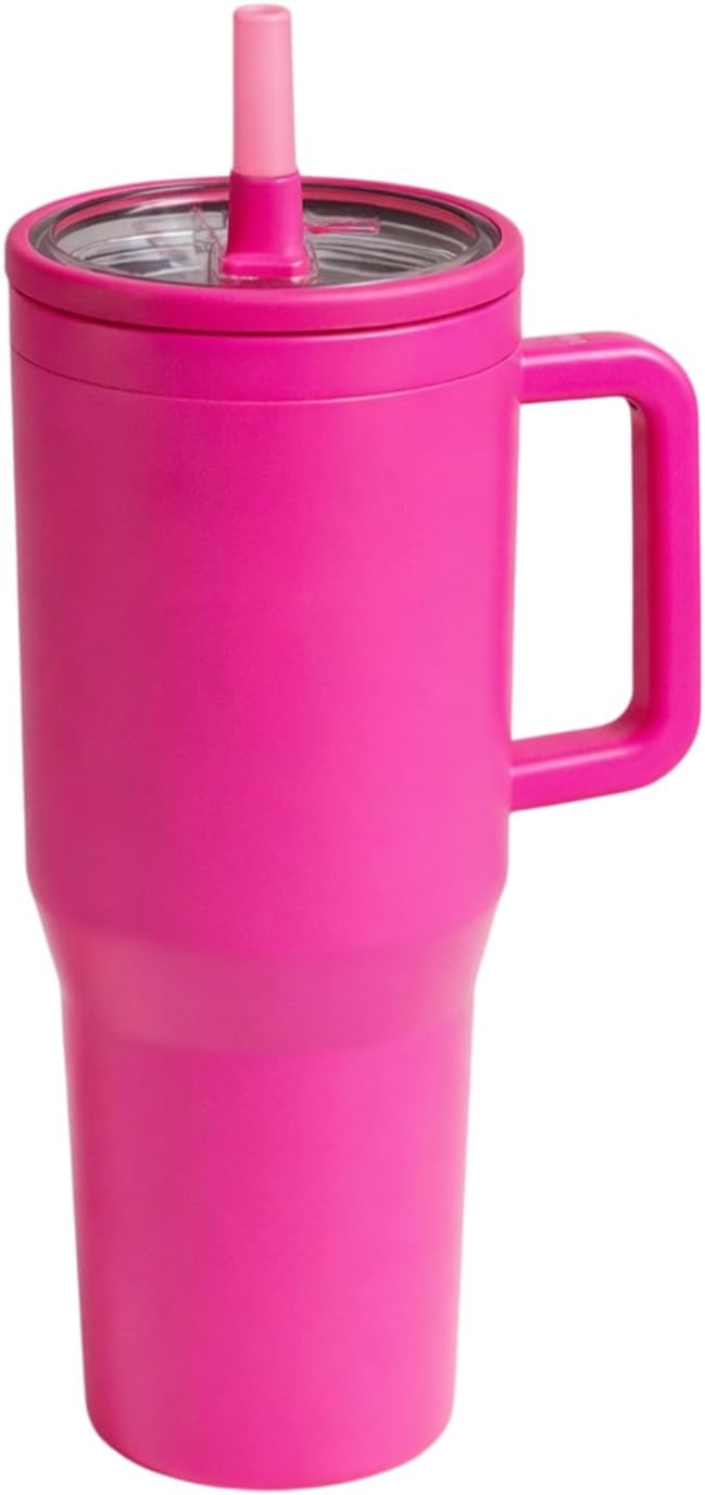 Tumbler with Handle and Straw 40 oz. Flow state 3-Position Lid Cup Holder Compatible Travel Mugs, Vacuum Coffee Insulated Stainless Steel Cup BPA-Free Tumbler for Home, Outdoors, Leak proof