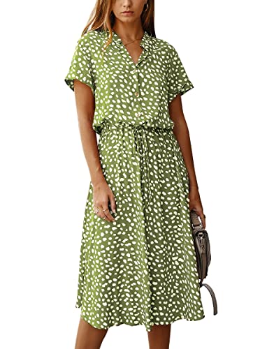 Image of Chouyatou Women's Summer Boho Polka Dot Print Ruffle High Waist Swing Midi Dress