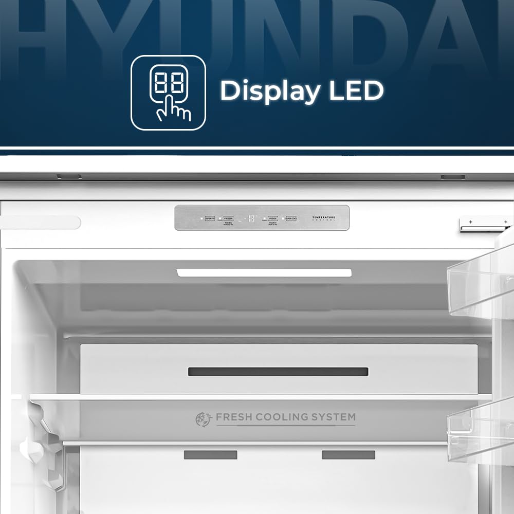 Hyundai Frigorífico Combi de Integración Blanco, 2 Puertas HCI19469ND00, Capacidad 403 Litros, No Frost, Multi Air Flow, Bajo Nivel Sonoro, Puerta Reversible, Clasificación Energética D