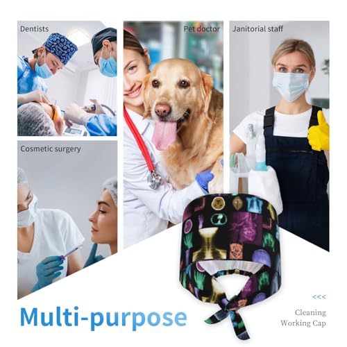 Image of Breathable Working Cap with Adjustable Sweatband Scrub Cap for Men /Women