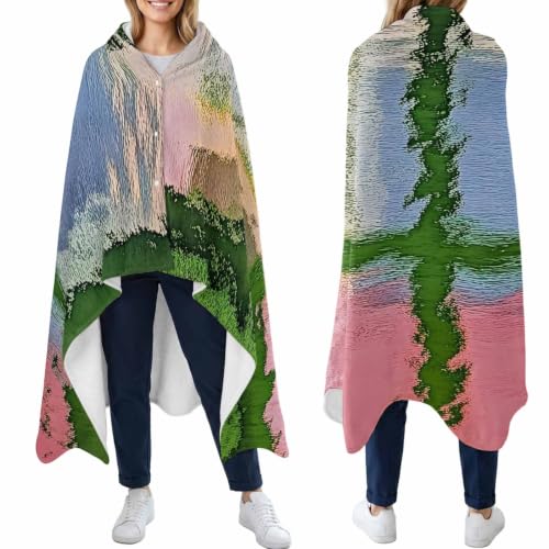 Wearable Blankets for Women and Men, Abstract Art Green Window