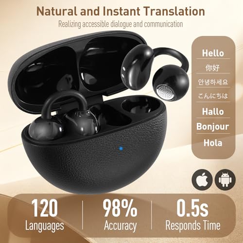 Image of AI Translation Earbuds Real Time,120 Languages & Accents Translator Earbuds,Audifonos Traductores Ingles Espanol, Translator Device with APP for Travel Learning Business,iOS /Android Compatible-Black