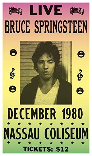 Per Diem Printing Bruce Springsteen - Nassau Coliseum - 13”x22” Vintage Style Showprint Poster - Home Nostalgia Decor – Wall Art Print - Concert Bill