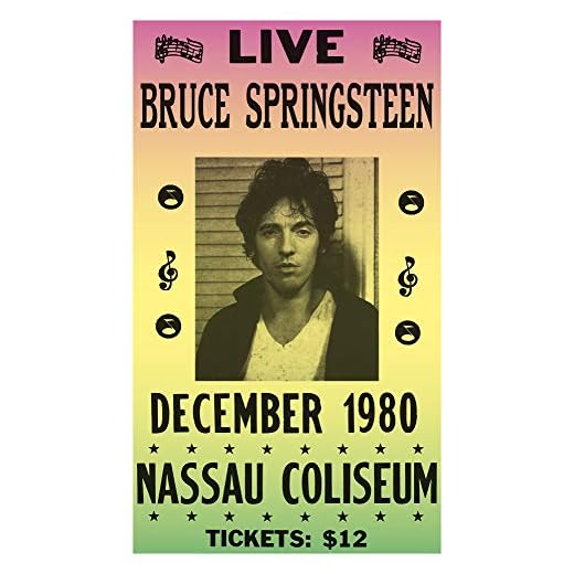 Per Diem Printing Bruce Springsteen - Nassau Coliseum - 13”x22” Vintage Style Showprint Poster - Home Nostalgia Decor – Wall Art Print - Concert Bill
